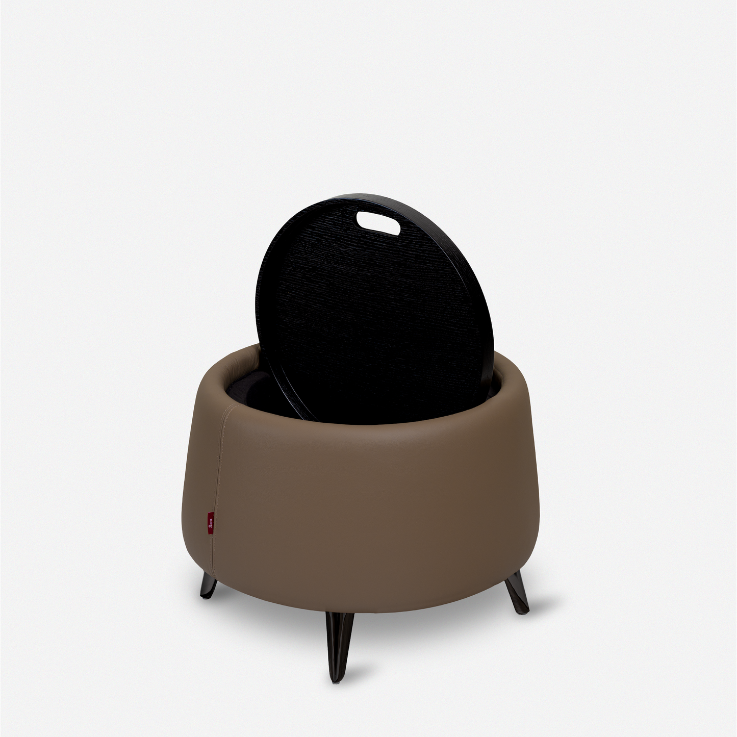 皮革收納圓几 Leather Storage Side Table