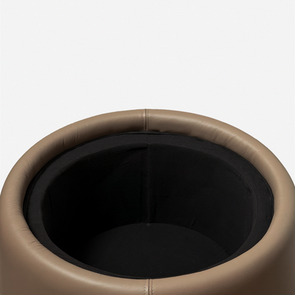 皮革收納圓几 Leather Storage Side Table