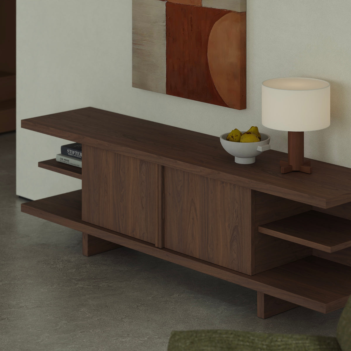 胡桃木層架長櫃 Walnut Shelving Sideboard